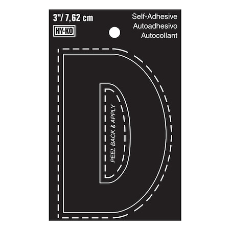 Hy-Ko 3In Black Vinyl Letter D, 10PK A30414